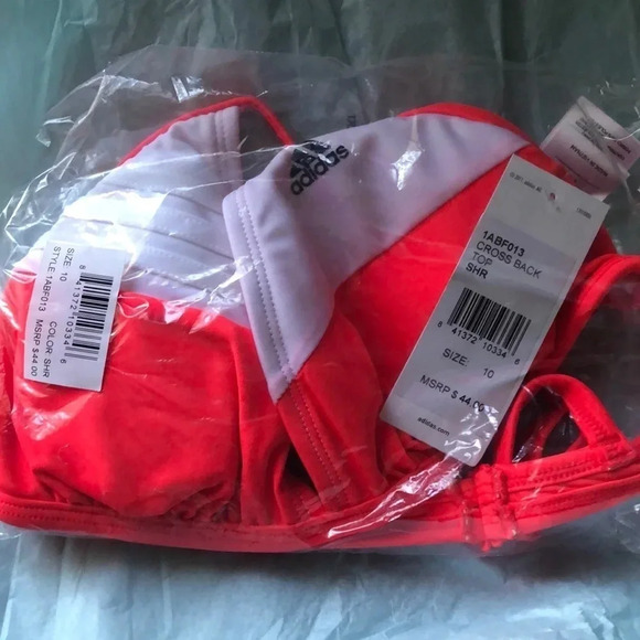 NWT Adidas Striped “Shock Red” bikini top - Picture 14 of 15